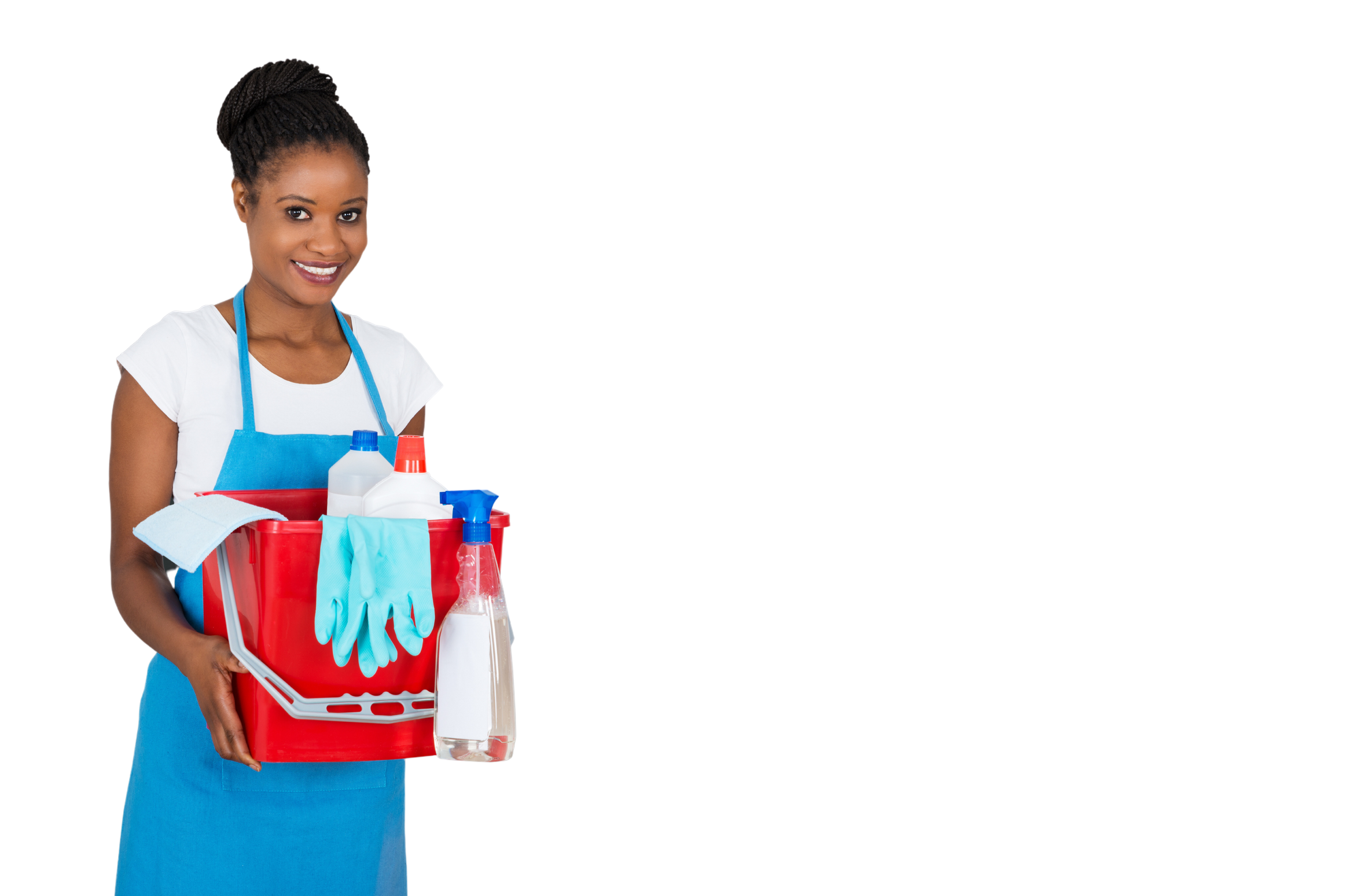 Female Janitor Holding Cleaning Equipment